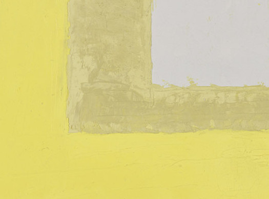Die Abbildung zeigt einen Ausschnitt des Werk "Now", geschaffen durch den Künstler Josef Albers im Jahr 1962. Das hochformatige Werk besteht aus ineinanderliegenden Rechtecken mit gelblicher, bräunlicher und grauer Färbung. Der Scan des Werks wurde von Ute Bock erstellt. Das Copyright liegt bei The Josef and Anni Albers Foundation und VG Bild-Kunst.