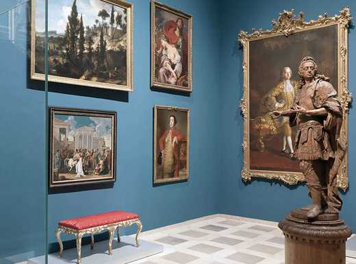 Die Abbildung zeigt einen Ausstellungsraum der Dauerausstellung „Renaissance, Barock, Aufklärung” im Germanischen Nationalmuseum. Die Fotoaufnahme stammt vom Germanischen Nationalmuseum.