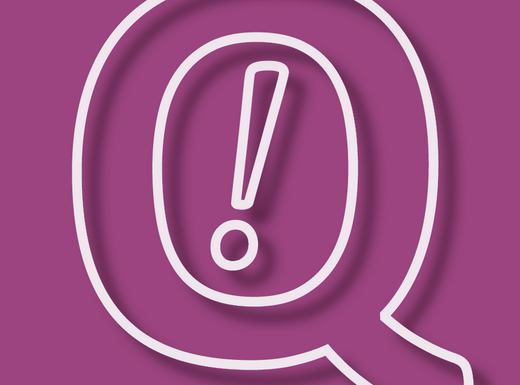 Logo der Aktionswochen im KuKuQ. Es zeigt den Buchstaben Q mit einem innen eingefügten Ausrufungszeichen vor einem auberginefarbenen hellen Hintergrund.