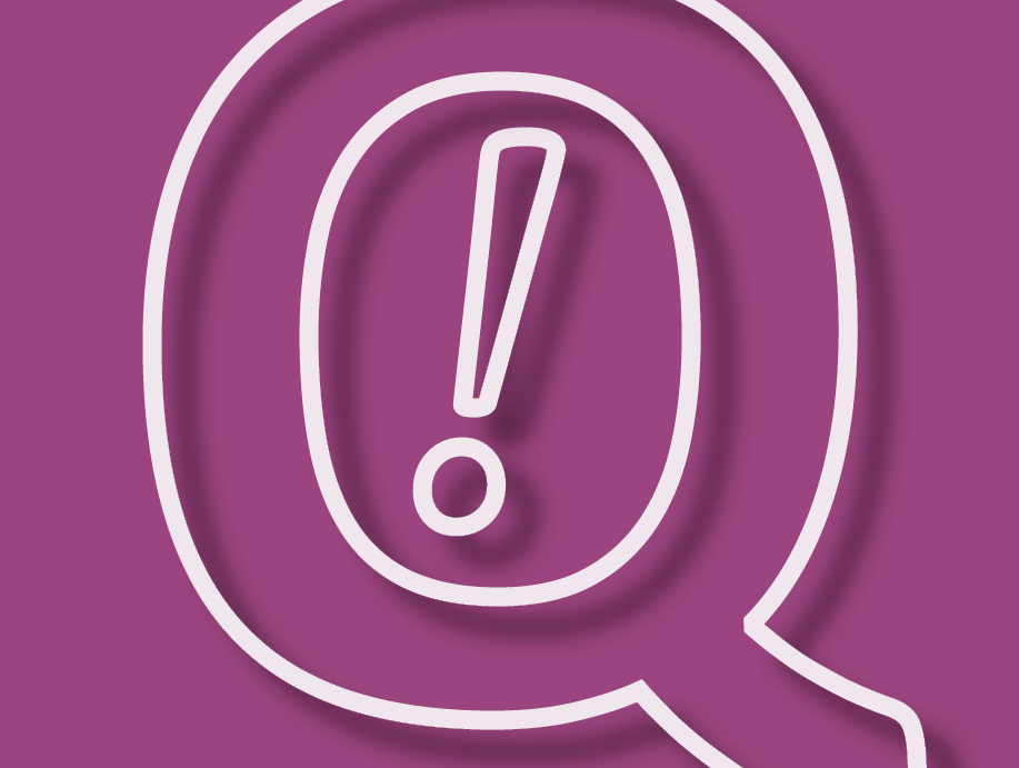 Logo der Aktionswochen im KuKuQ. Es zeigt den Buchstaben Q mit einem innen eingefügten Ausrufungszeichen vor einem auberginefarbenen hellen Hintergrund.