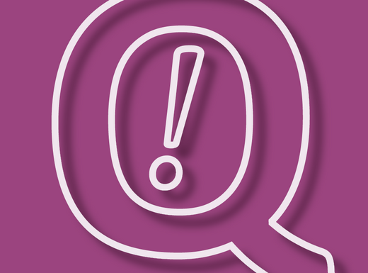 Logo der Aktionswochen im KuKuQ. Es zeigt den Buchstaben Q mit einem innen eingefügten Ausrufungszeichen vor einem auberginefarbenen hellen Hintergrund.