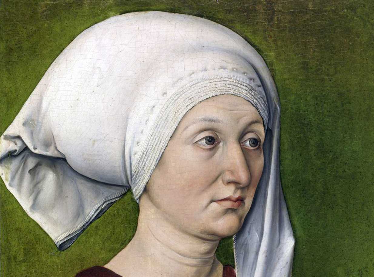 Die Abbildung zeigt das Gemälde Bildnis der Barbara Dürer, das der Künstler Albrecht Dürer im Jahr 1490 schuf. Die Fotoaufnahme stammt von Georg Janßen.