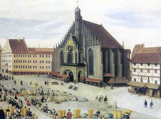 Historische Ansicht des Nürnberger Hauptmarktes | Fotoaufnahme Museen der Stadt Nürnberg Historische Ansicht des Nürnberger Hauptmarktes | Fotoaufnahme Museen der Stadt Nürnberg